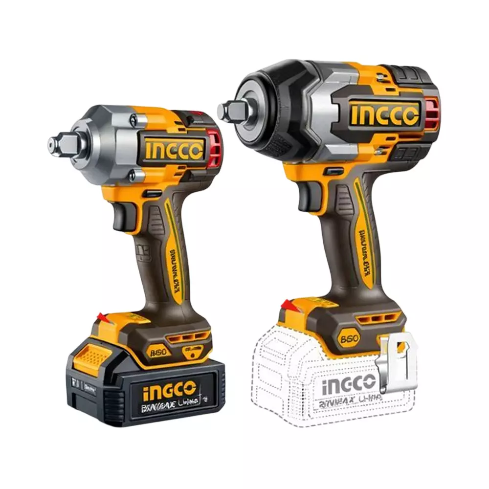 INGCO 12.7 mm (1/2 inch) Impact Wrench Combo Kit with Battery 20 V405 Nm & 850 Nm Brushless Motor, P20S