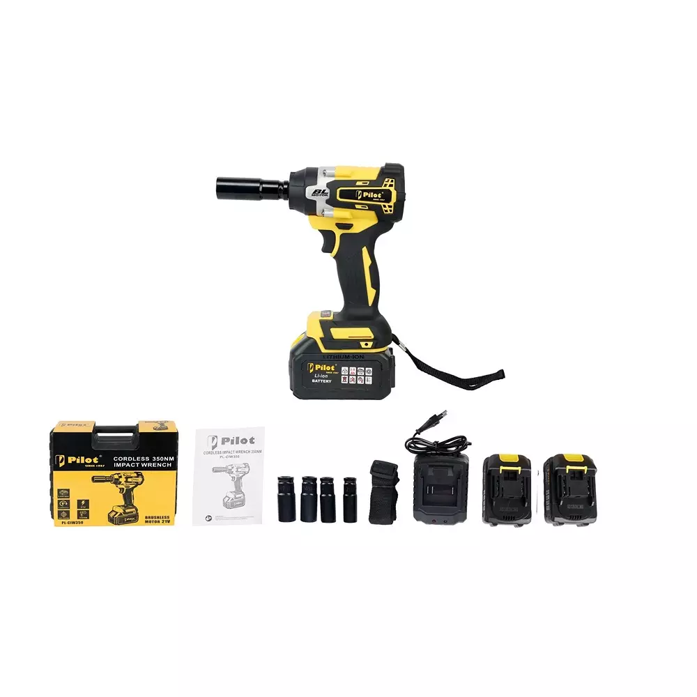 pilot-21-v-cordless-impact-wrench-with-brushless-motor-0-2800-rpm-no-load-speed-and-350-nm-maximum-torque-pl-ciw350-with-battery-charger
