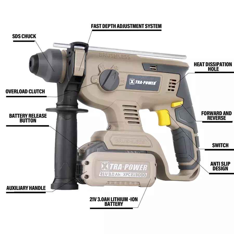 xtra-power-brushless-cordless-rotary-hammer-20-mm-drilling-diameter-0-4500-bpm-impact-power-with-21-v-30-ah-battery-charger-xpc-rh-01