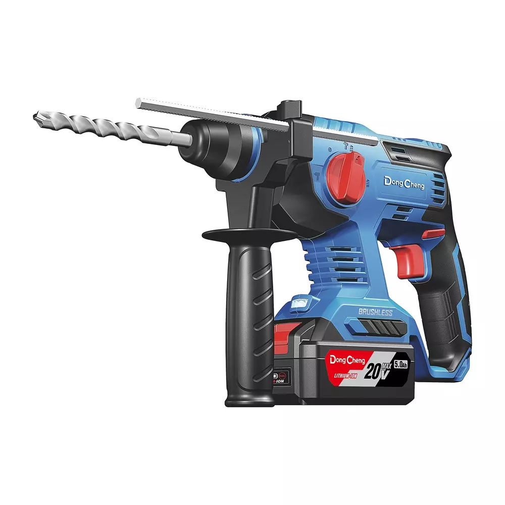 Dongcheng 20 V Max Cordless Rotary Hammer 0-1400 RPM No Load Speed and 2.1 J Impact Energy, DCZC22 (With Battery & Charger, Without Drill Bits)