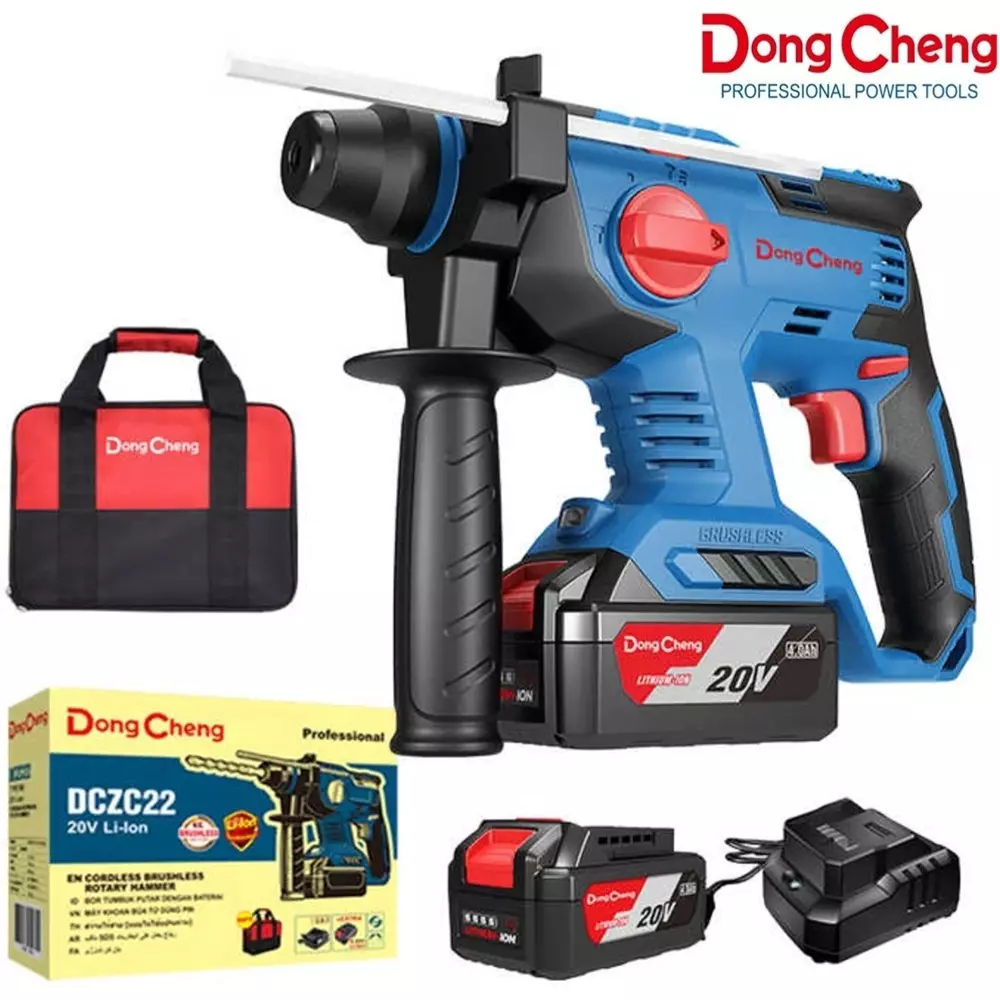 dongcheng-20-v-max-cordless-rotary-hammer-0-1400-rpm-no-load-speed-and-21-j-impact-energy-dczc22-with-battery-charger-without-drill-bits
