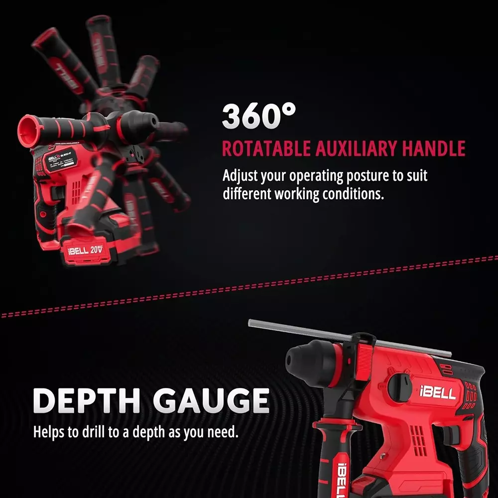 ibell-cordless-rotary-hammer-drill-set-1400-rpm-maximum-rotational-speed-with-40-ah-battery-charger-bh22-47