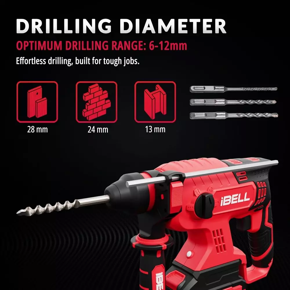 ibell-cordless-rotary-hammer-drill-set-1400-rpm-maximum-rotational-speed-with-40-ah-battery-charger-bh22-47