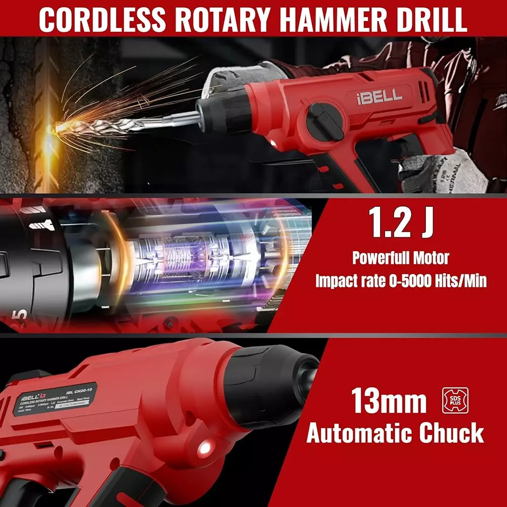 ibell-one-power-series-cordless-rotary-hammer-drill-set-900-rpm-max-rotational-speed-with-20-ah-battery-charger-ch20-10