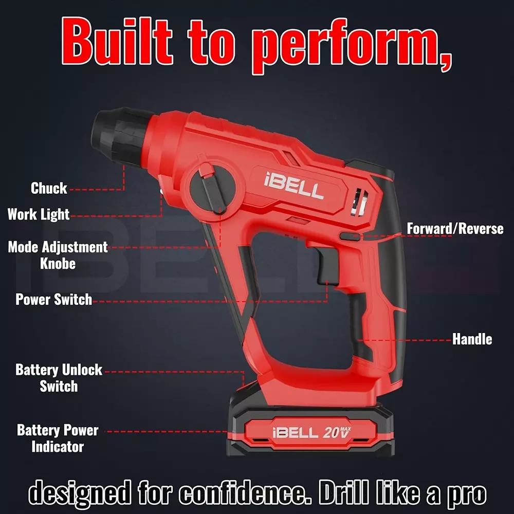 ibell-one-power-series-cordless-rotary-hammer-drill-set-900-rpm-max-rotational-speed-with-20-ah-battery-charger-ch20-10