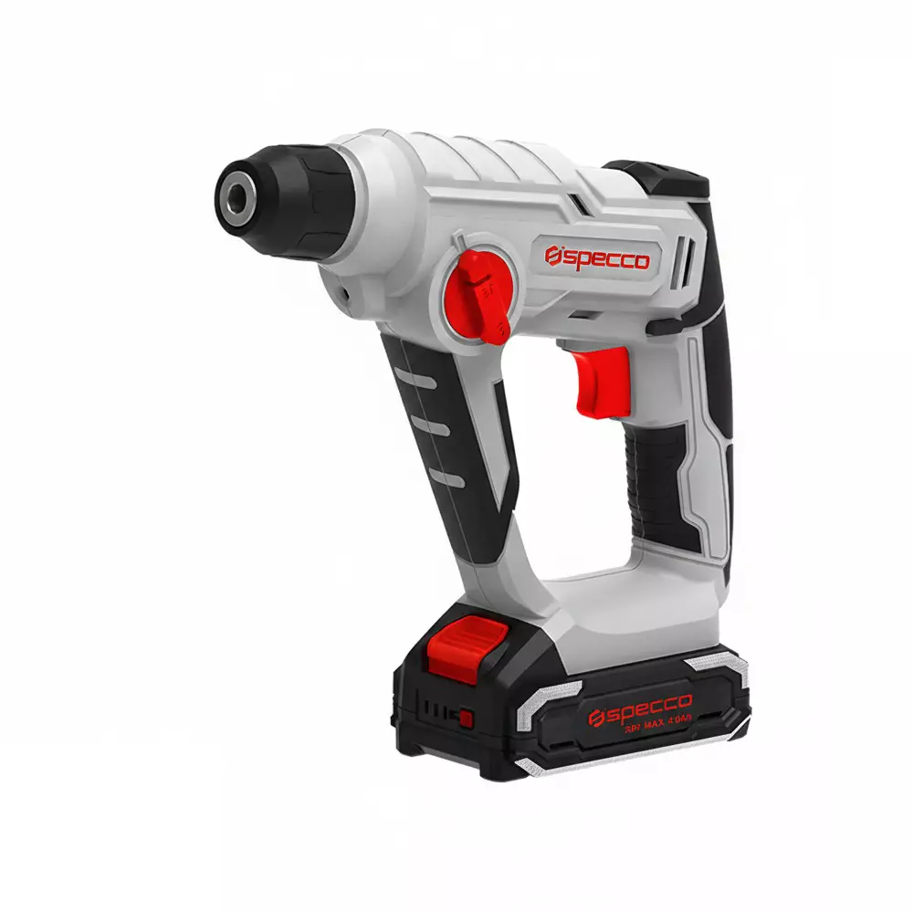 Specco Cordless Rotary Hammer 1.2 J Impact Energy 0-900 RPM No Load Speed, SP20V-4049 (Battery & Bit Not Included)