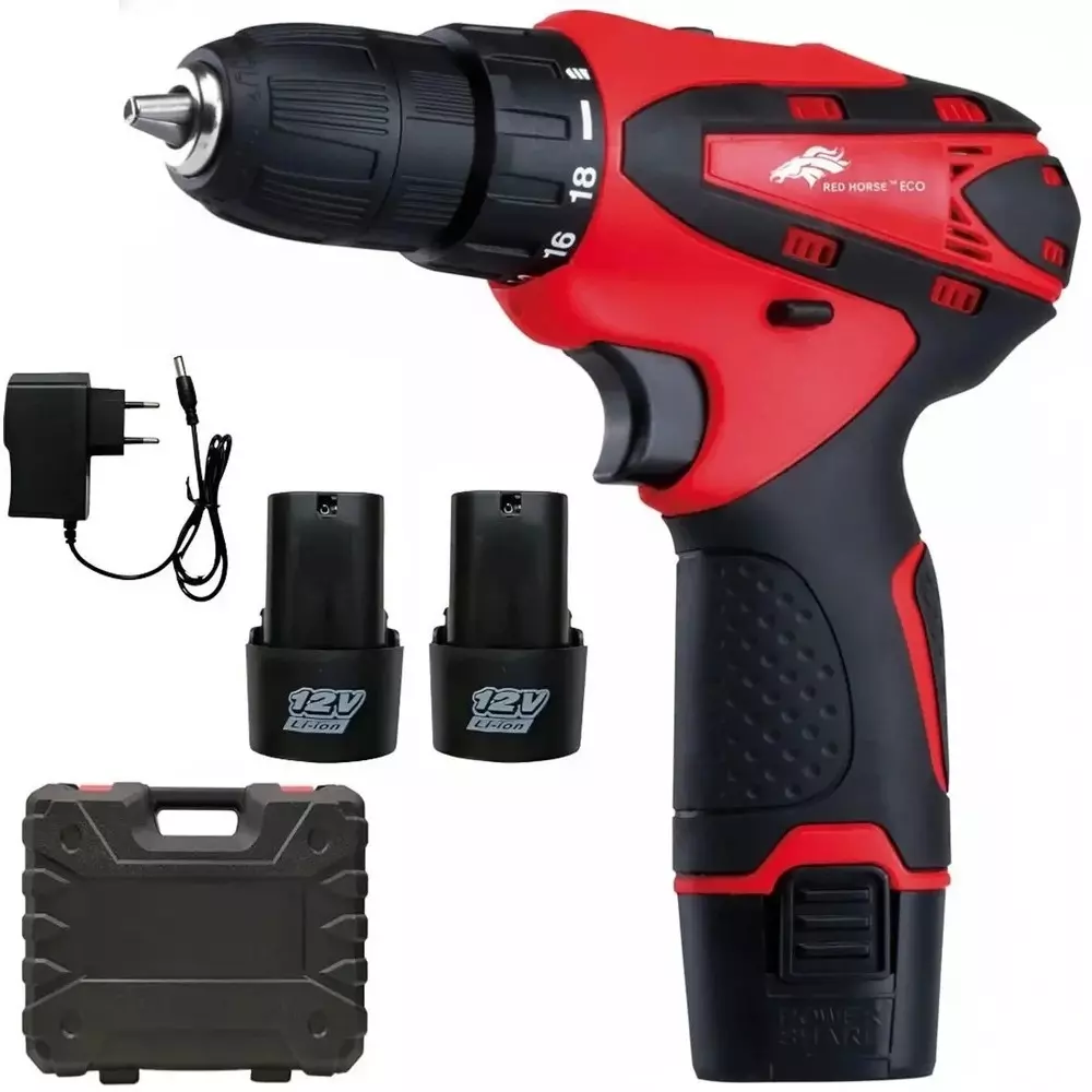 Red Horse 12 V Cordless Screw Driver 1/4 inch (6.35 mm) Hex Drive and 20 NM Maximum Torque, RH-384 (With Battery & Charger)