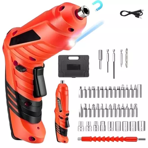MECRAAF Cordless Electric Screwdriver with Kit 4.2 V LED Light In Build 1800 mAh Battery, 42PC SET