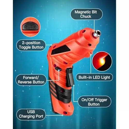 MECRAAF Cordless Electric Screwdriver with Kit 4.2 V LED Light In Build 1800 mAh Battery, 42PC SET