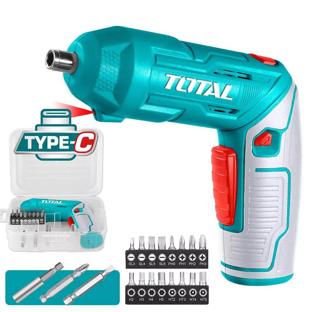 Total Lithium- Ion Cordless Screwdriver 6.35 mm (1/4 inch) Shank 4 Nm Maximum Torque, TSDLI0442 (1 Kit)