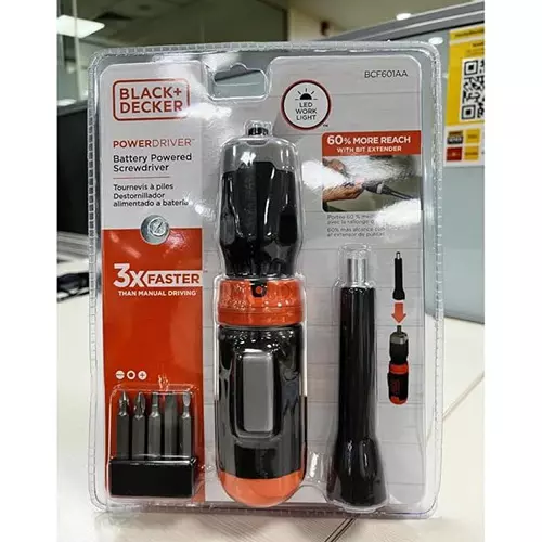 blackdecker-cordless-screwdriver-220-rpm-and-hex-chuck-bcf601aa-with-4-alkaline-batteries-5-bits-and-1-extender