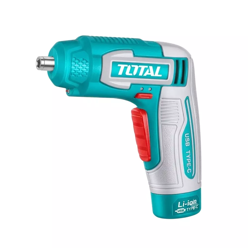 Total Cordless Screwdriver Kit with Battery & Charger 4 Nm Cr-V Bit Material 25 mm Bit Length for Industrial Use, TSDLI0458