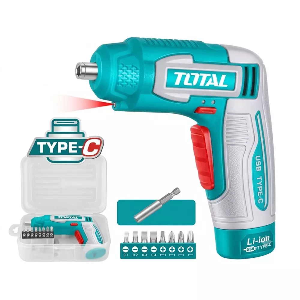 total-cordless-screwdriver-kit-4-nm-torque-cr-v-bit-material-25-mm-bit-length-for-industrial-use-tsdli0458