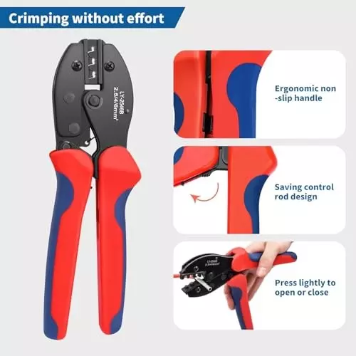 MECRAAF Solar Crimping Tool 2.5 – 6.0 mm² (AWG 13–10) Black & Red, LY-2546B SOLAR