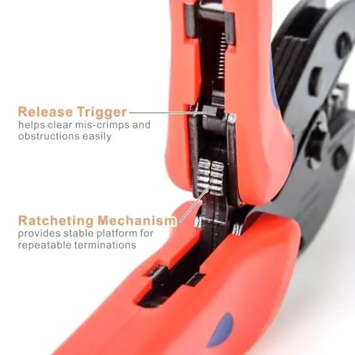 MECRAAF Solar Crimping Tool 2.5 – 6.0 mm² (AWG 13–10) Black & Red, LY-2546B SOLAR
