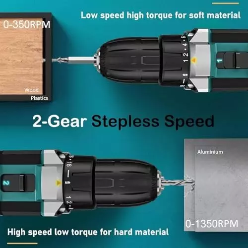 MECRAAF Cordless Drill Machine Cum Screwdriver with Charger & Battery Kit 21 V 1350 RPM Speed 10 mm (Keyless) Chuck Green & Black, 12V-SB KIT BG