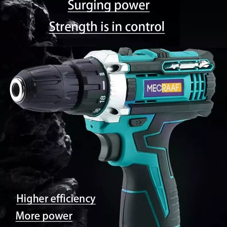 MECRAAF Cordless Drill Machine Cum Screwdriver with Charger & Battery Kit 21 V 1350 RPM Speed 10 mm (Keyless) Chuck Green & Black, 12V-SB KIT BG