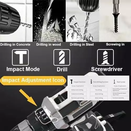 MECRAAF Cordless Drill Machine Cum Screwdriver with Charger & Battery Kit 21 V 1350 RPM Speed 10 mm (Keyless) Chuck Black, 21V-GREY KIT