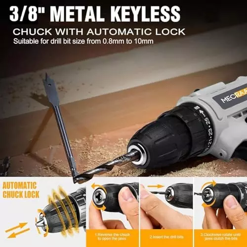 MECRAAF Cordless Drill Machine Cum Screwdriver with Charger & Battery Kit 21 V 1350 RPM Speed 10 mm (Keyless) Chuck Black, 21V-GREY KIT