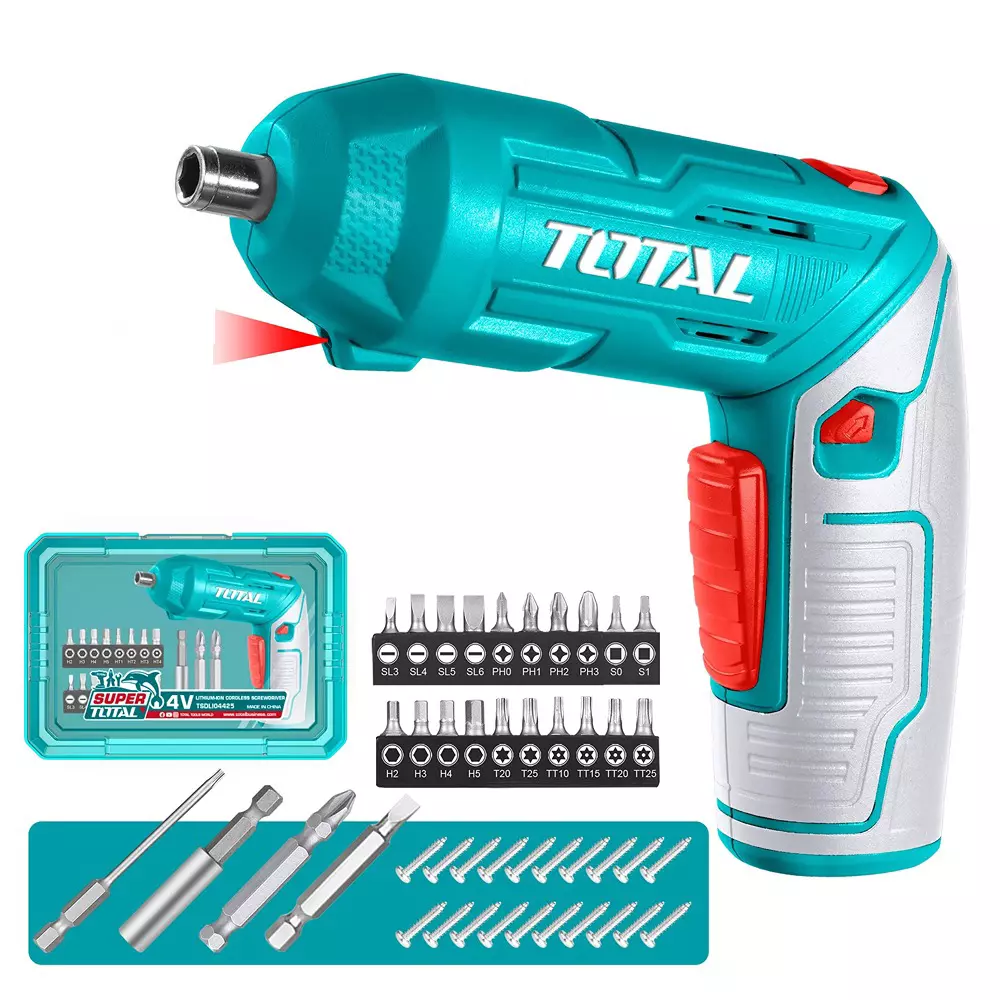 Total Li-ion Cordless Screwdriver 6.35 mm (1/4 inch) Shank 4 Nm Maximum Torque, TSDLI04425 (1 Kit)