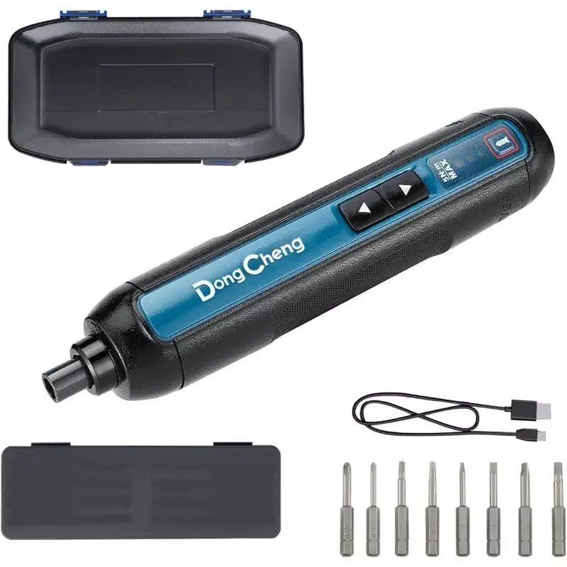 Dongcheng 4 V Cordless Screwdriver 6.35 mm Hex Clamping Capacity, 5 Nm Maximum Torque and 300 RPM No Load Speed, DCPL04-5 TYPE E (With Type C Cable & Drive Bit Set)