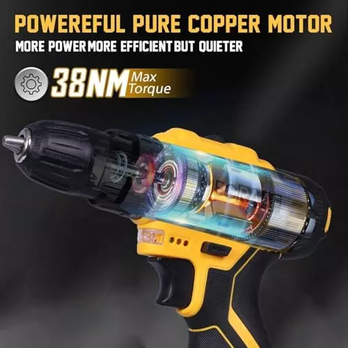MECRAAF Cordless Drill Machine Cum Screwdriver with Charger & Battery Kit 21 V 1350 RPM Speed 10 mm Chuck Yellow & Black, MC-2110 KIT