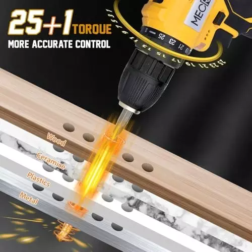 MECRAAF Cordless Drill Machine Cum Screwdriver with Charger & Battery Kit 21 V 1350 RPM Speed 10 mm Chuck Yellow & Black, MC-2110 KIT