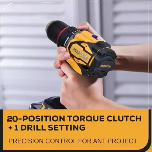 MECRAAF Brushless Cordless Drill with Charger & Battery 21 V 2000 RPM Speed 10 mm (Keyless) Chuck Yellow & Black, 21V BLD HS