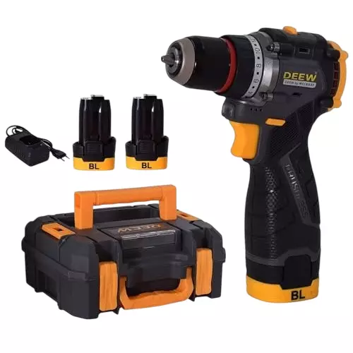 MECRAAF Cordless Drill Machine Cum Screwdriver with Charger & Battery Kit 16 V 1800 RPM Speed 10 mm (Keyless) Chuck Yellow & Black, MC-16V