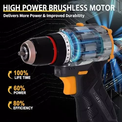 MECRAAF Cordless Drill Machine Cum Screwdriver with Charger & Battery Kit 16 V 1800 RPM Speed 10 mm (Keyless) Chuck Yellow & Black, MC-16V