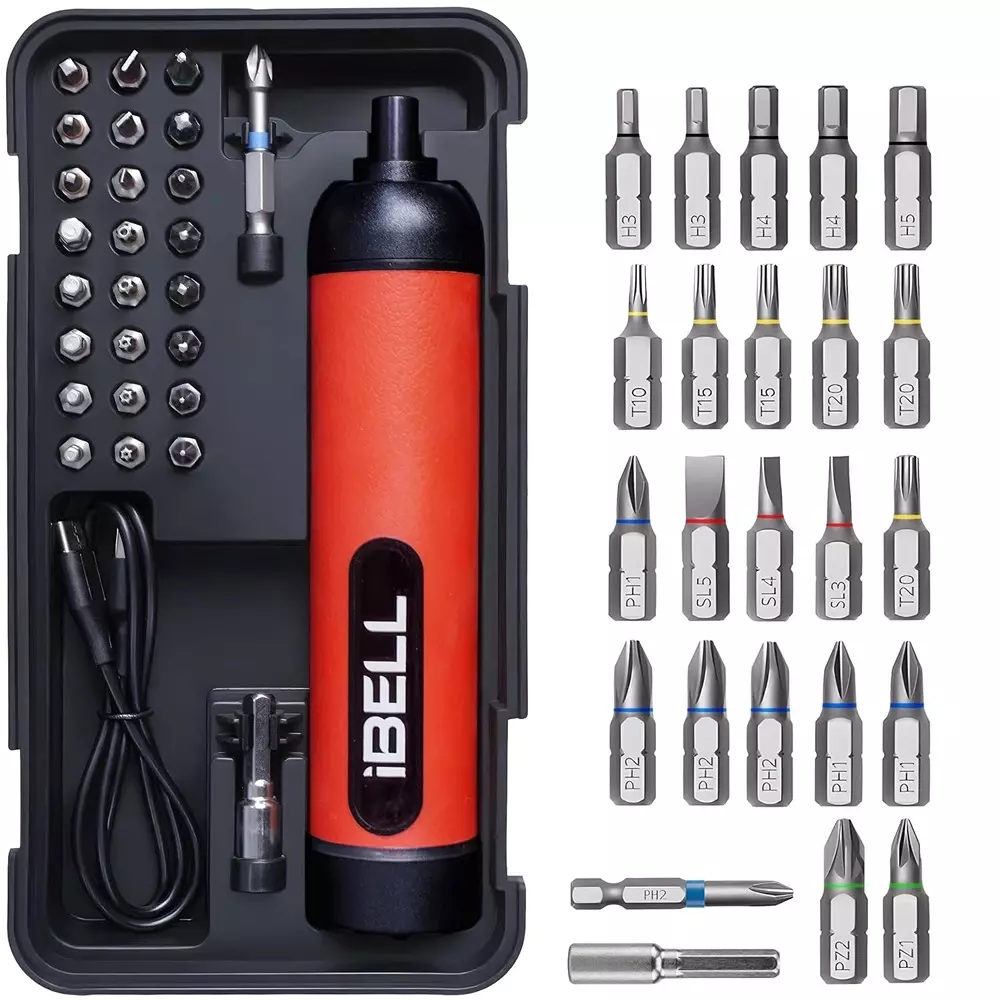 IBELL One Power Series Cordless Screwdriver Set 10 Nm Maximum Torque with 27 Pcs Wood Screws & Metal Screws, IBL ES36-15R