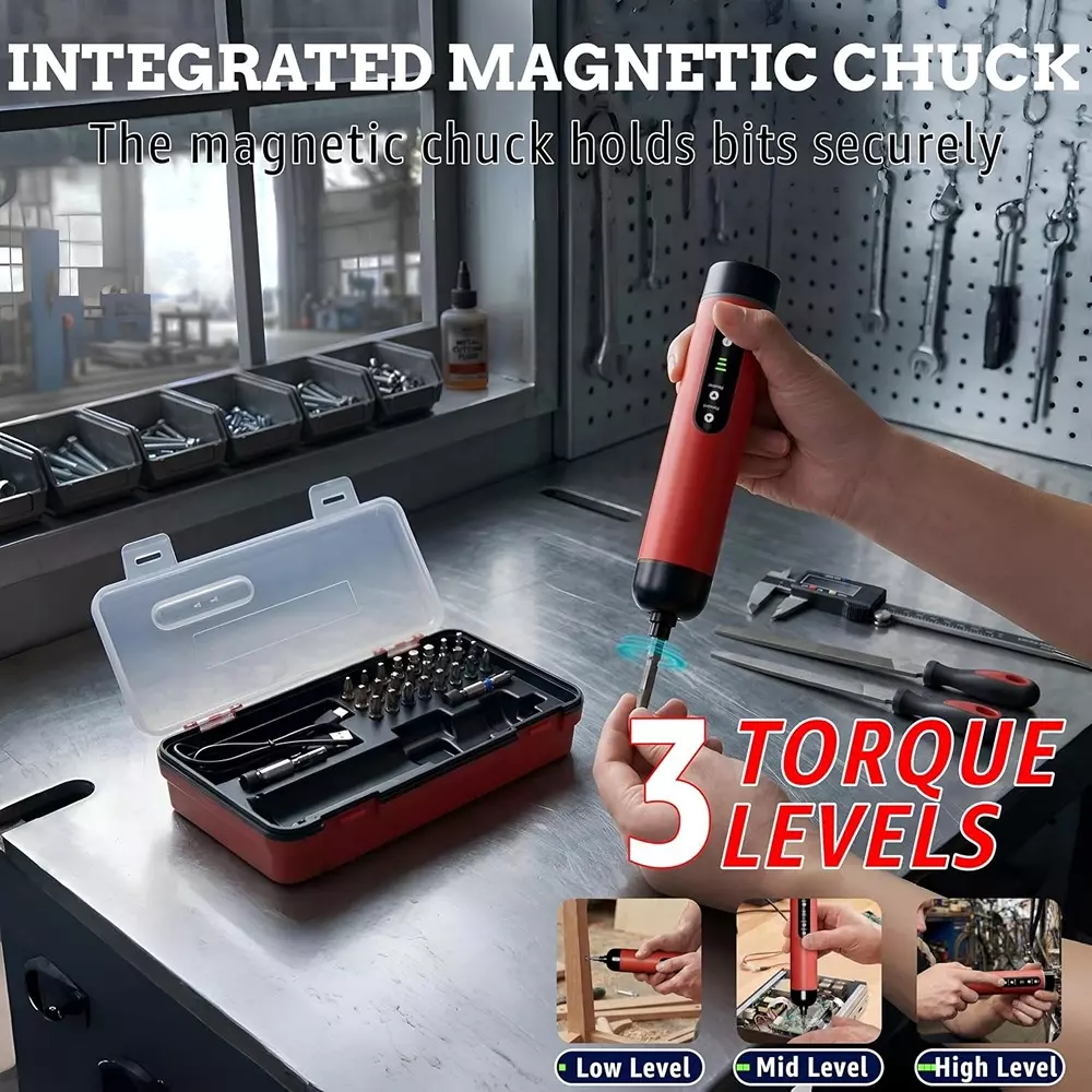 ibell-one-power-series-cordless-screwdriver-set-10-nm-maximum-torque-with-27-pcs-wood-screws-metal-screws-ibl-es36-15r