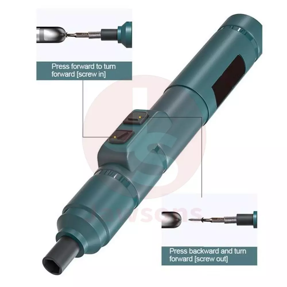 Jawsons Cordless Screwdriver 3.6 V DC with 1300 mAh Rechargeable Battery, Interchangeable Bits and Cable, ‎CRDLS-SCRDR-RCG