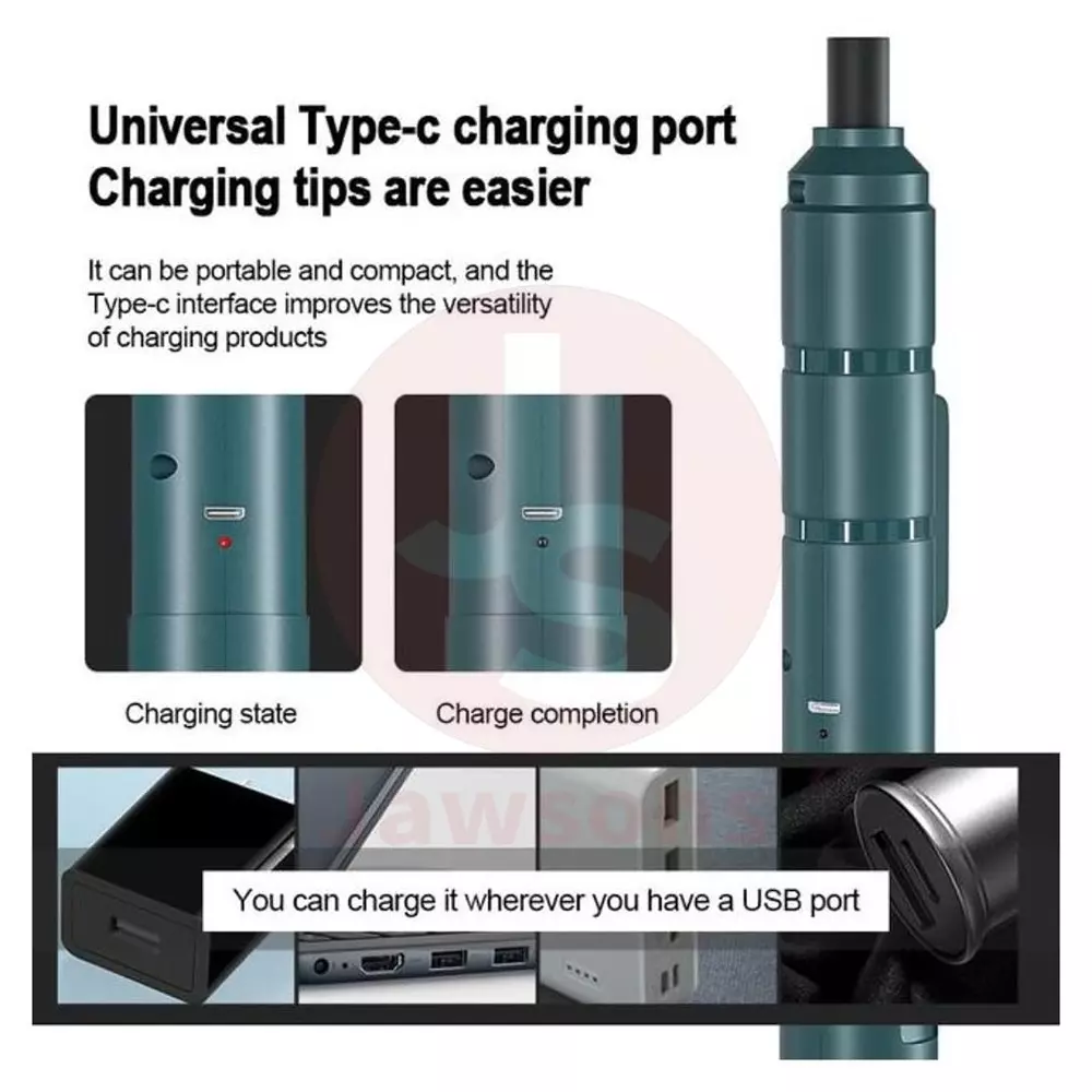 Jawsons Cordless Screwdriver 3.6 V DC with 1300 mAh Rechargeable Battery, Interchangeable Bits and Cable, ‎CRDLS-SCRDR-RCG