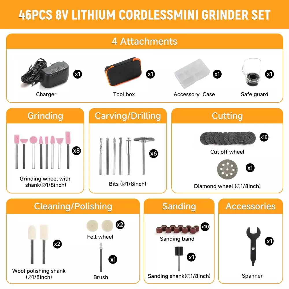 hoteche-46-pcs-cordless-mini-grinder-set-8-v-2000-mah-lithium-battery-and-5000-30000-rpm-no-load-speed-with-battery-charger