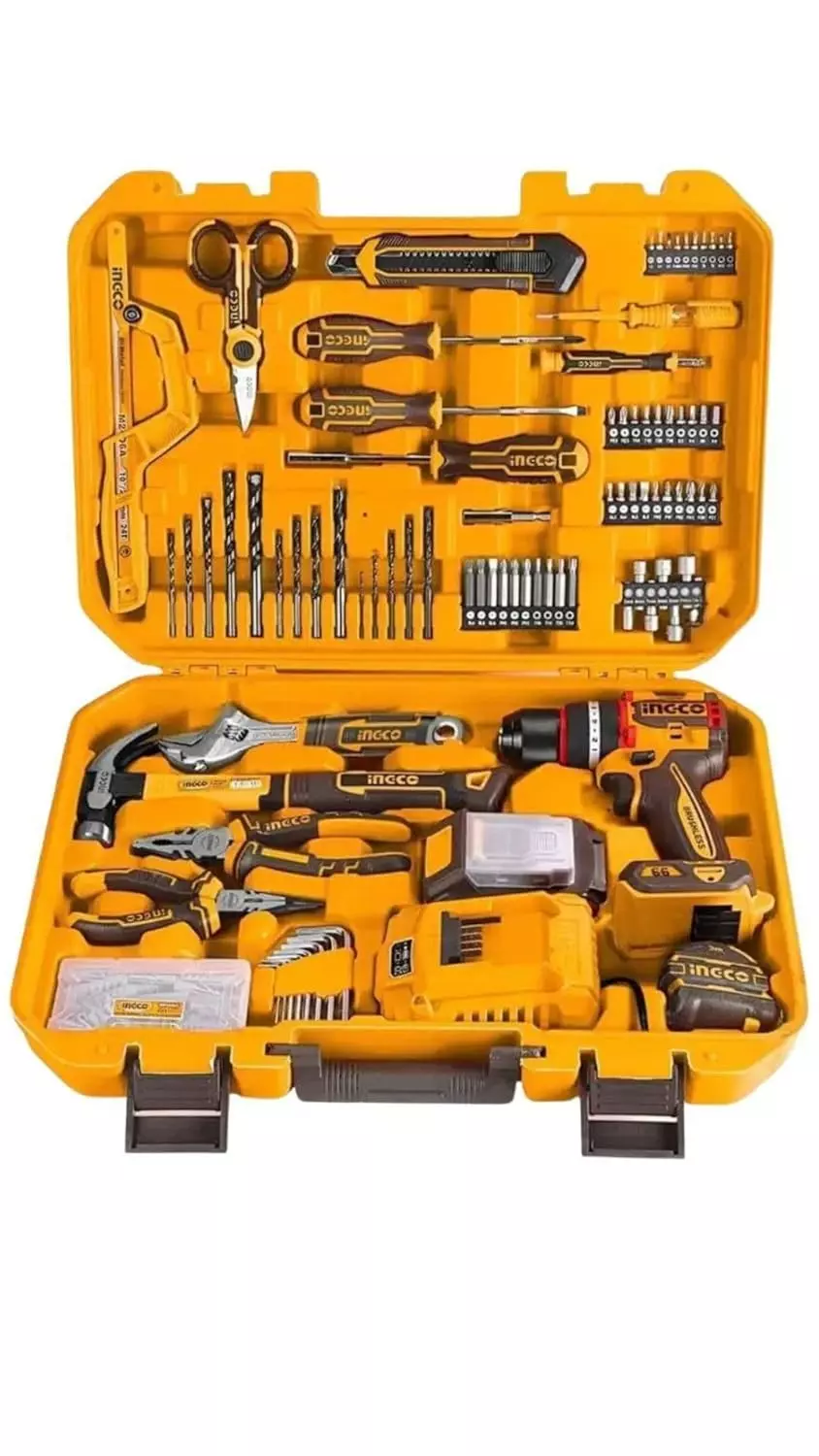 ingco-cordless-impact-drill-22500-bpm-maximum-impact-rate-with-with-165-pcs-tools-set-battery-and-charger-hkthp11651