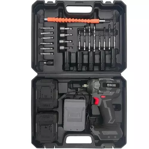 AKARI Cordless Impact Wrench Kit 21 V and 2000/2200/2400 RPM No Load Speed, ACT-CIW-500-KIT (With Battery)