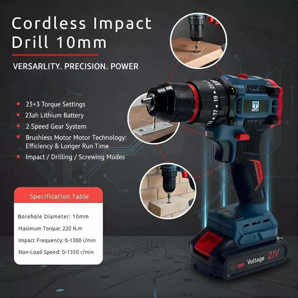 xlnt-21-v-cordless-impact-drill-kit-350-1350-rpm-no-load-speed-and-10-mm-drill-diameter-thcidk1502-with-battery-charger