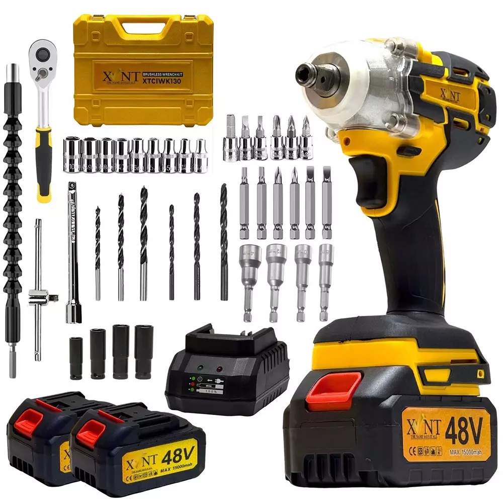 XLNT 48 V Cordless Impact Wrench Kit 0-2700 RPM No Load Speed and 0-3200 IPM Impact Rate, XTCIWK130 (With Battery & Charger)
