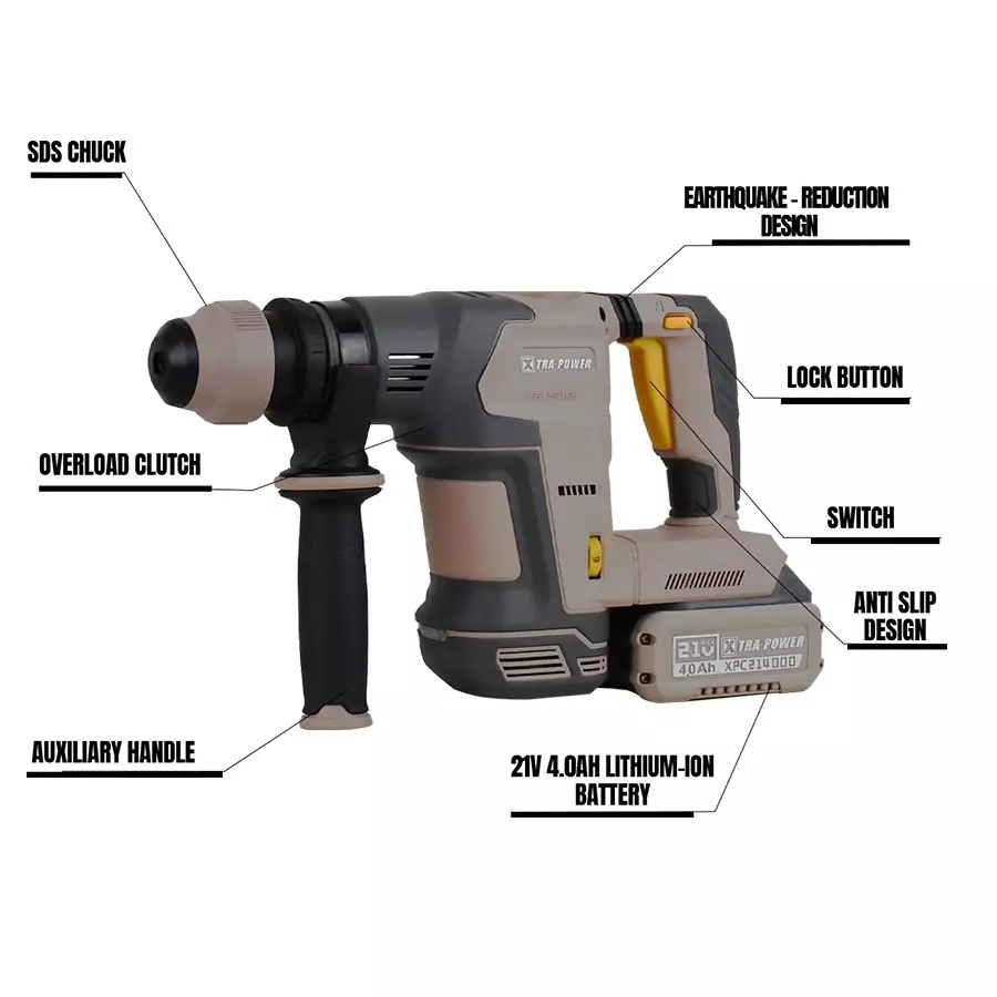 xtra-power-brushless-cordless-demolition-hammer-25-mm-cylinder-diameter-21-v-4000-mahli-ion-with-battery-charger-xpc-dh-01