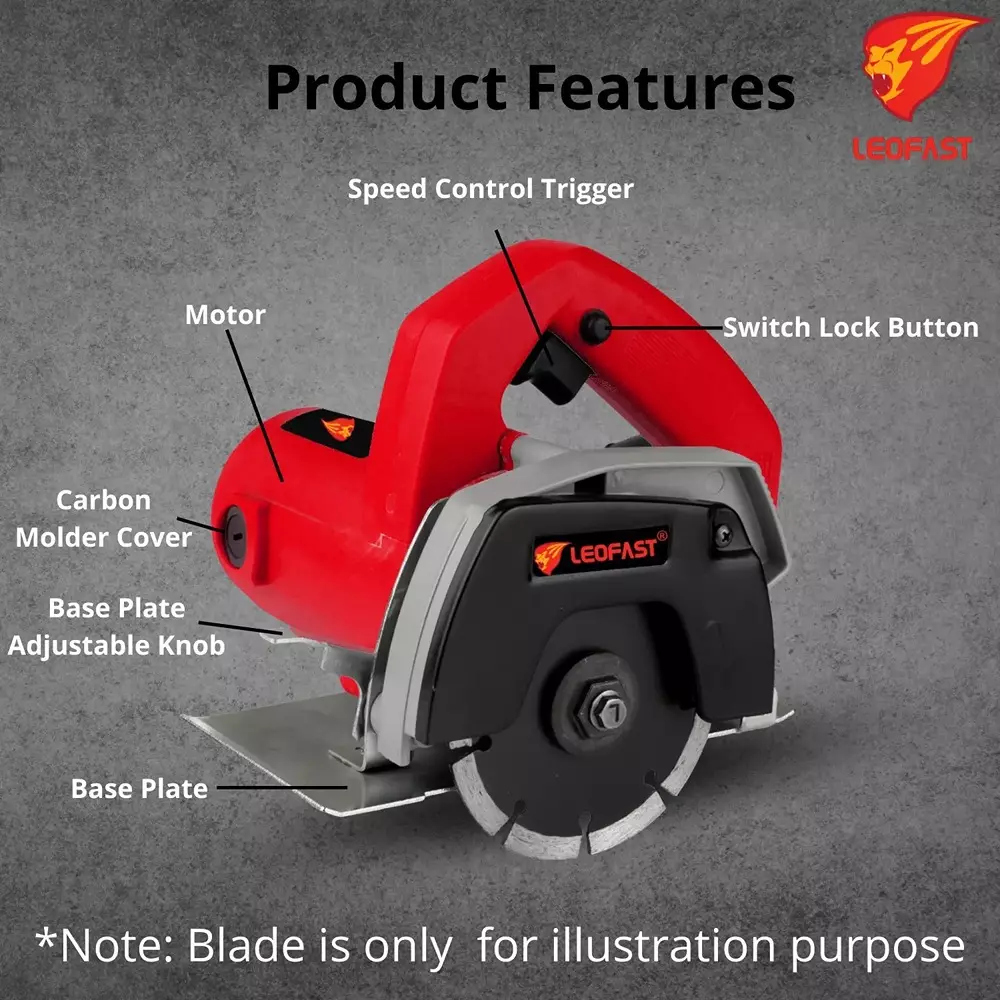 LEOFAST Marble Cutter 125 mm (4.92 inch) Wheel Diameter 13000 RPM 1100 W, LFT-1101