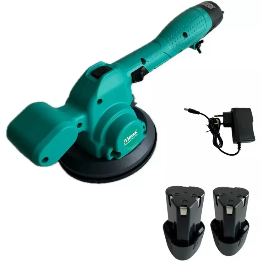 Aimex Cordless Tile Vibrator 12 W Rated Wattage 135 mm Width 50 Kg with 2 Battery  Of 12 V 1.5 AH With Charger, DT-135