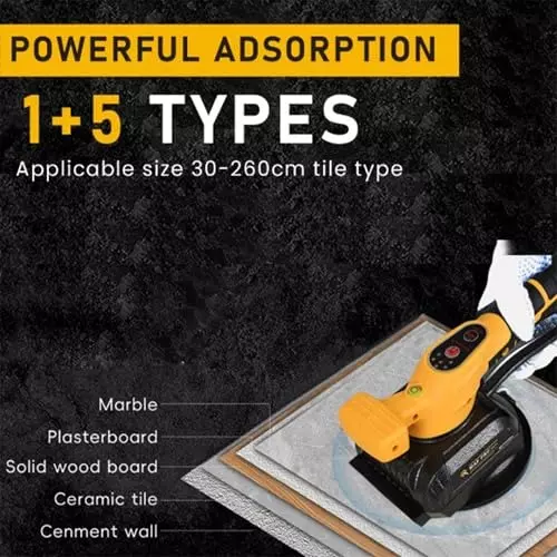 Malfah Enterprises Tile Vibrator With Suction Cup 4 Ah Lithium Battery 5 Speed Adjustable Yellow & Black, MCTV1554 New