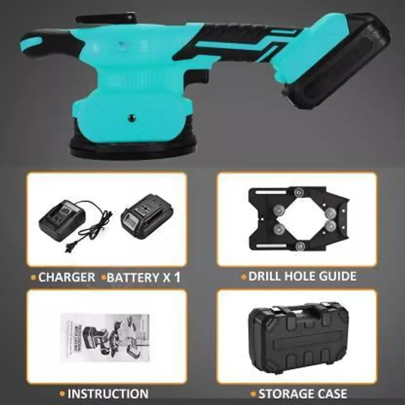NEWHANDTOOLS Tile Vibrator Machine Set 20.8 W, 0-10000 RPM for Lifting Tiles (With Battery & Charger)