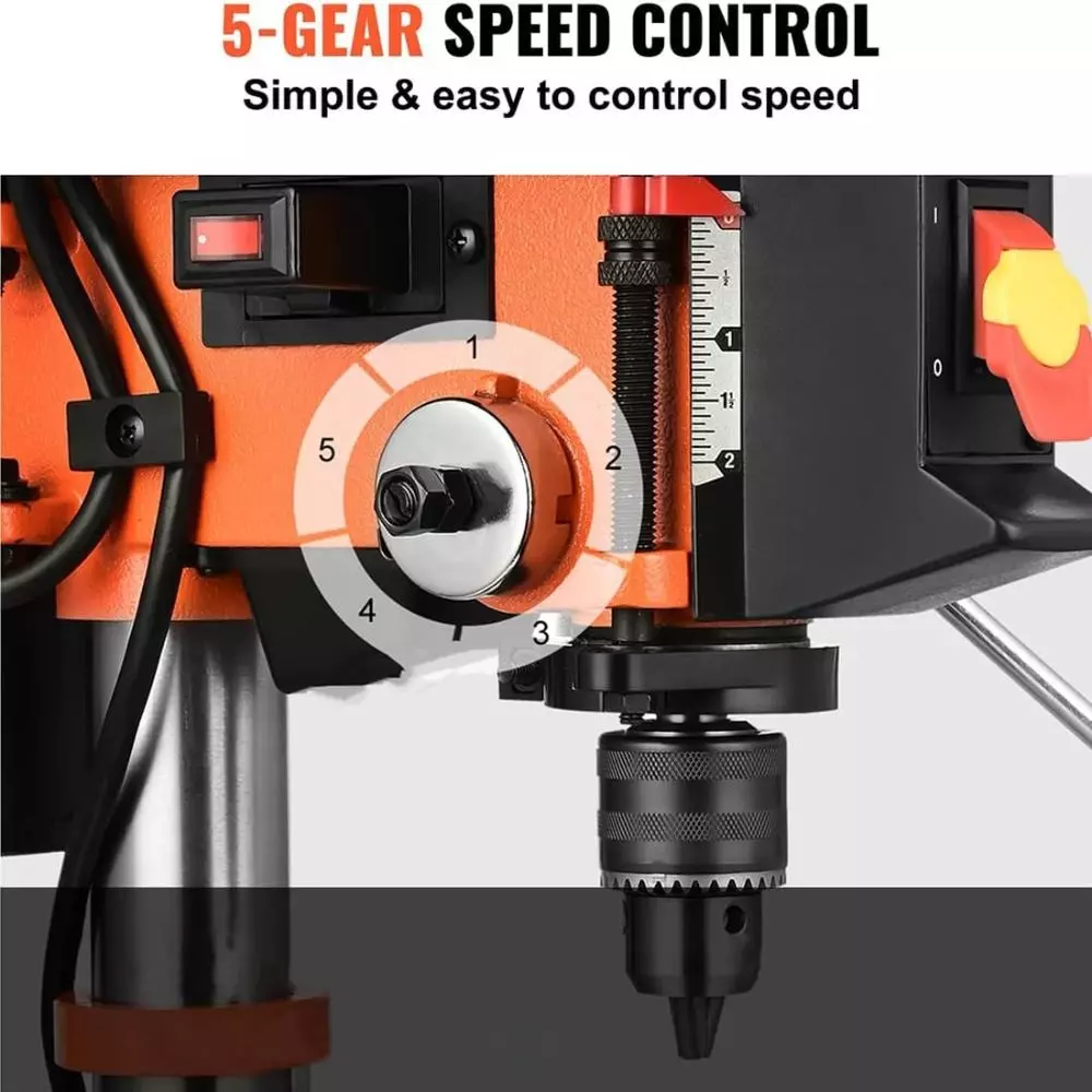 voltz-drill-press-machine-with-cast-iron-base-5-speed-8-inch-200-mm-swing-16-a-350-w-power-rating-and-1420-rpm-no-load-speed-vz-dp13
