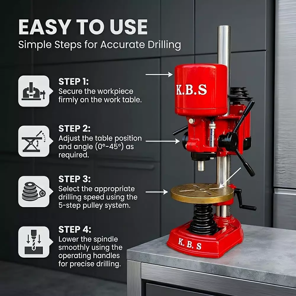 kbs-1-hp-pillar-drill-machine-with-cast-iron-base-2550-rpm-no-load-speed-and-25-mm-drilling-capacity