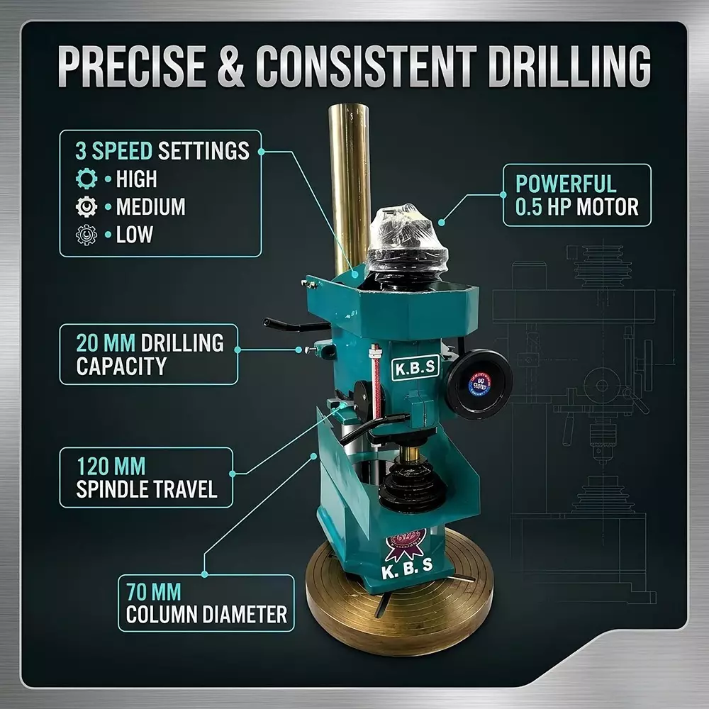 kbs-05-hp-pillar-drill-machine-with-heavy-round-base-1440-rpm-no-load-speed-and-05-inch-127-mm-drilling-capacity