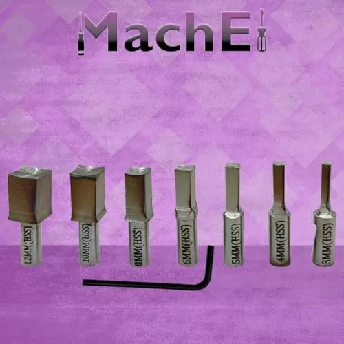MachEl MT3 Rotary Broach Set with 7 HSS Square Punches, M12 x 1.75 mm Drawbar Thread