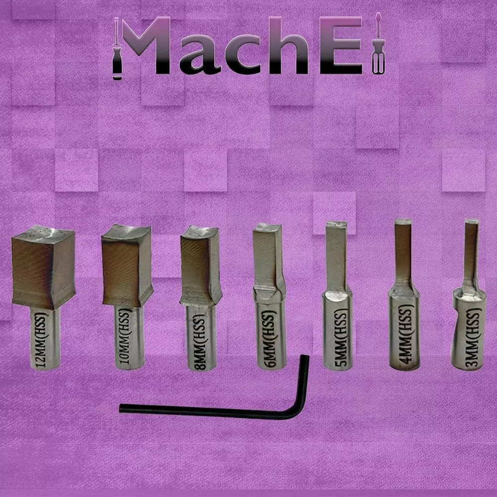 MachEl MT2 Shank Rotary Broach Set with 7 HSS Square Punches, M10 x 1.5 mm Drawbar Thread