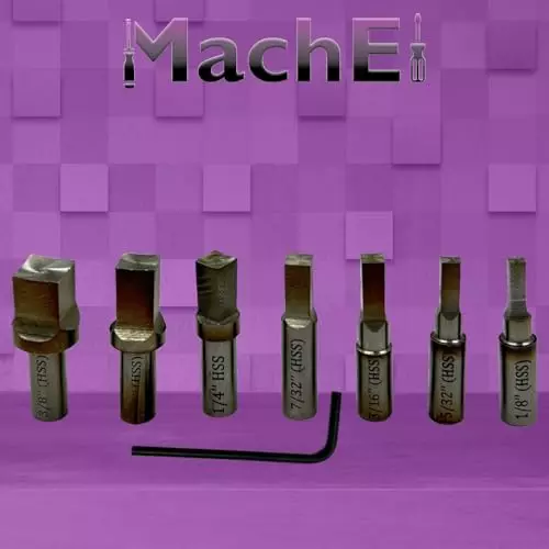 MachEl MT2 Shank Rotary Broach Set with 7 HSS Square Punches M10x1.5 mm Drawbar Thread (MT2-Square)